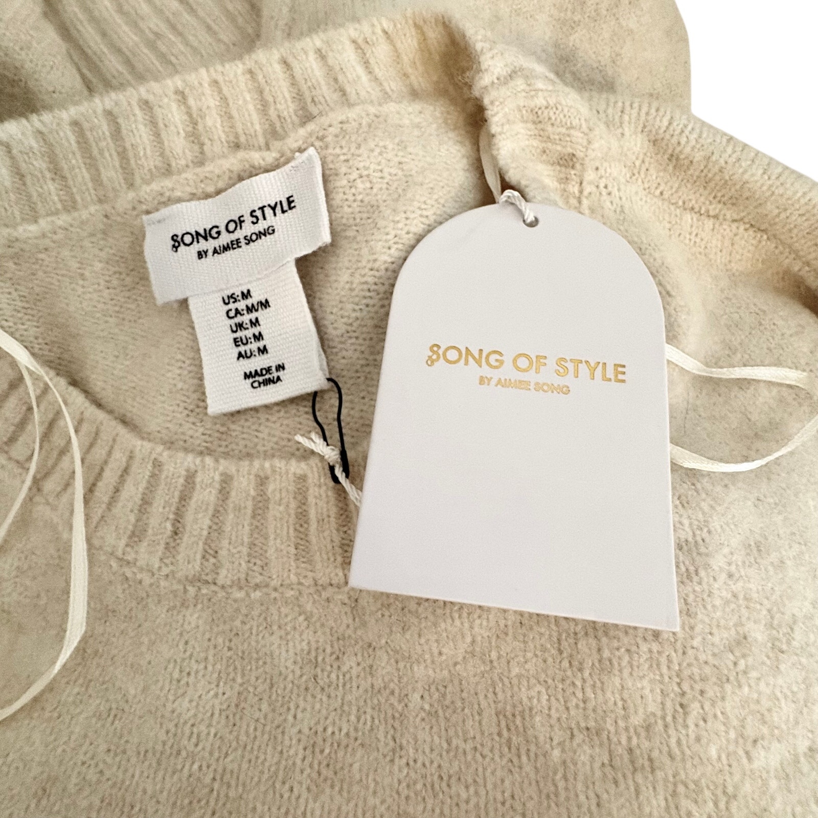 Nwt Song Of Style By Aimee Song Recycled Knit Pullover Sweater Wool Blend Ivory — image 7 of 7
